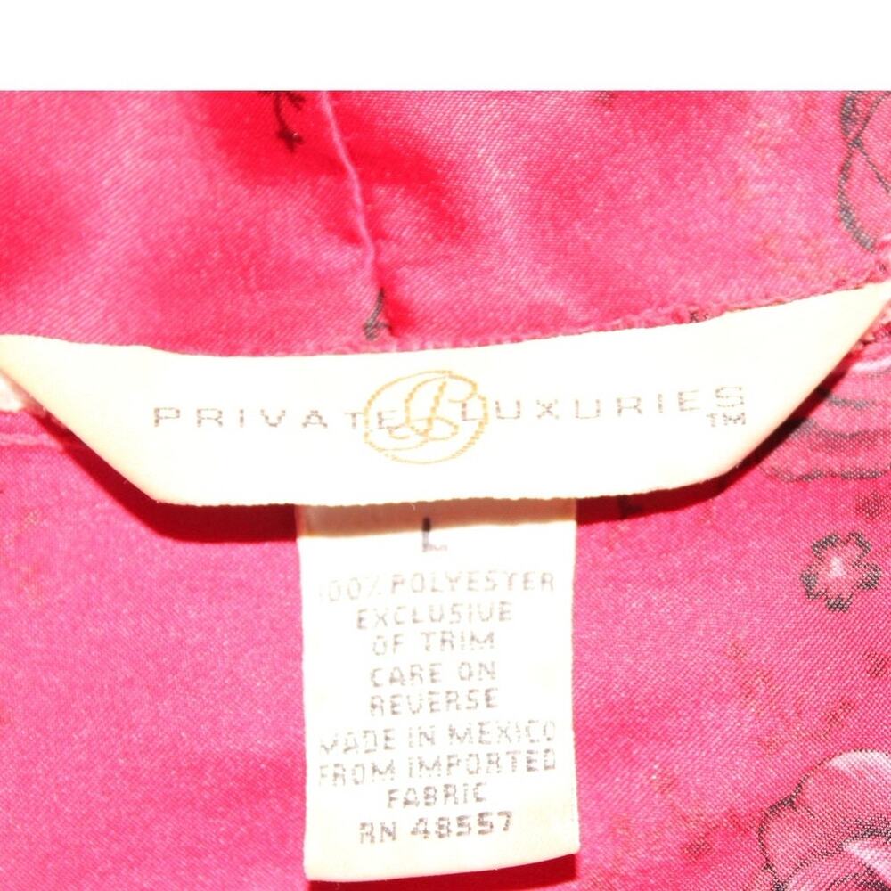 Private Luxuries Robe Red Satin Floral Kimono Style Belted Women L - Picture 4 of 4